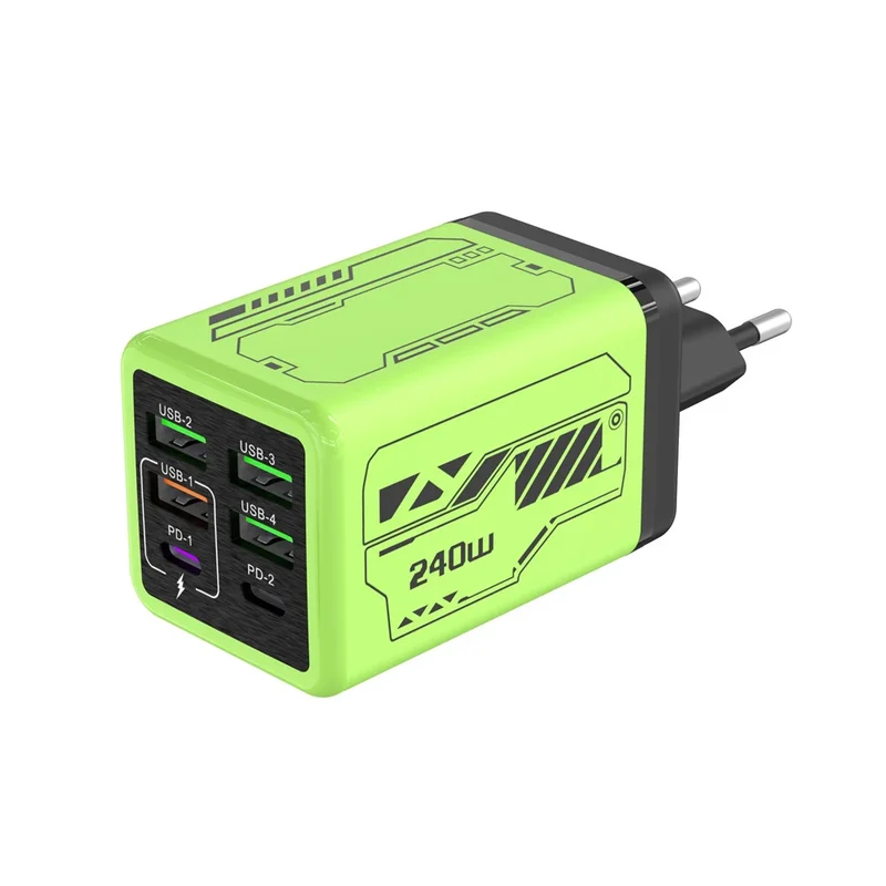 240W 6 in 1 USB C Charger Fast Charging PD3.0 QC3.0 Mobile Phone Travel Wall Adapter for iPhone17 Samsung Xiaomi Huawei EU UK US