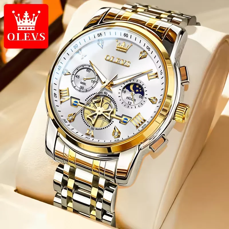 Hot Brand OLEVS Watch 2856 High Quality Men's Quartz Watch Fashion Luminous Hands Chronograph 30M Waterproof Men Watches