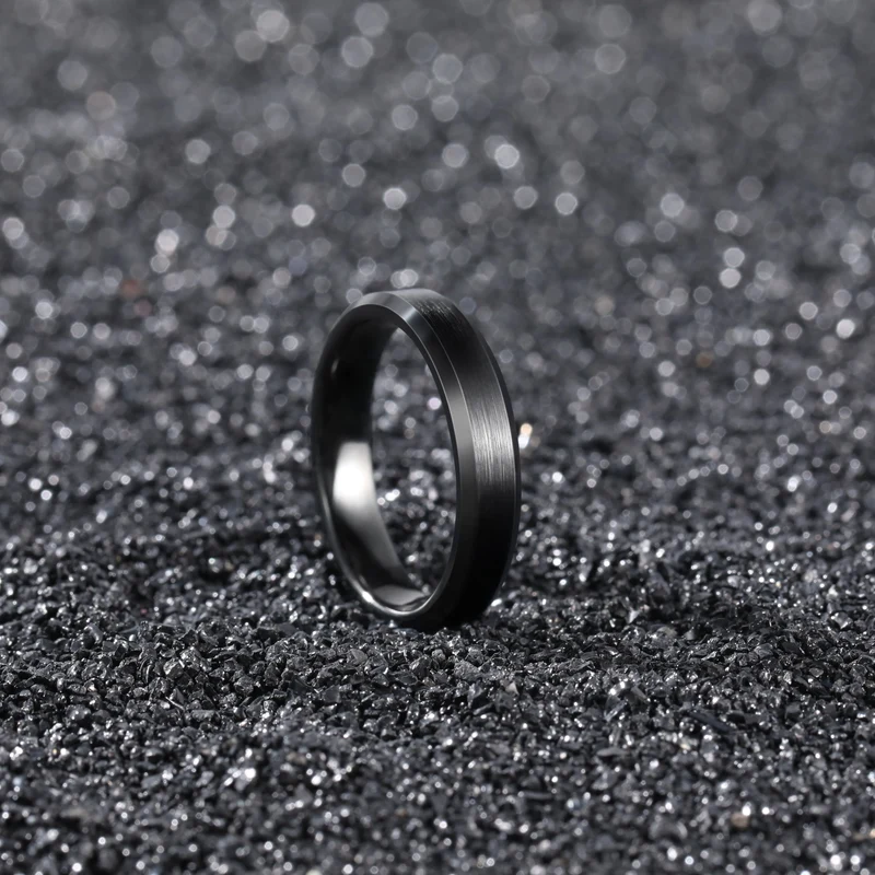 OAHLAN 4/6/8mm Black Ceramic Ring Brushed Comfort Fit Couple Wedding Band Engagement Rings Men Women Fashion Jewelry Size4-15