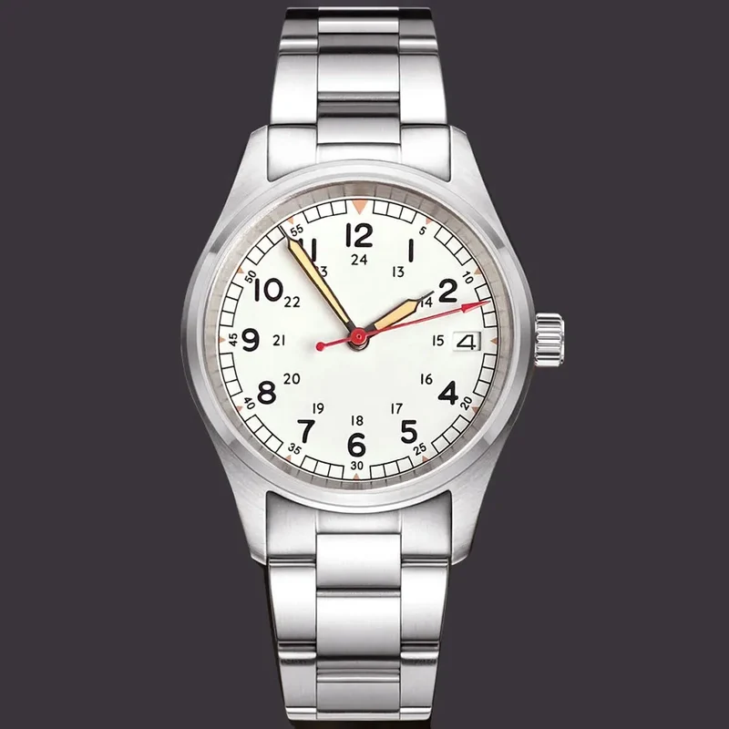 36mm Tandorio NH35 Automatic Men Watch Diver Movt 20Bar Waterproof Wristwatch Big Crown Leather Band Men's Wristwatch