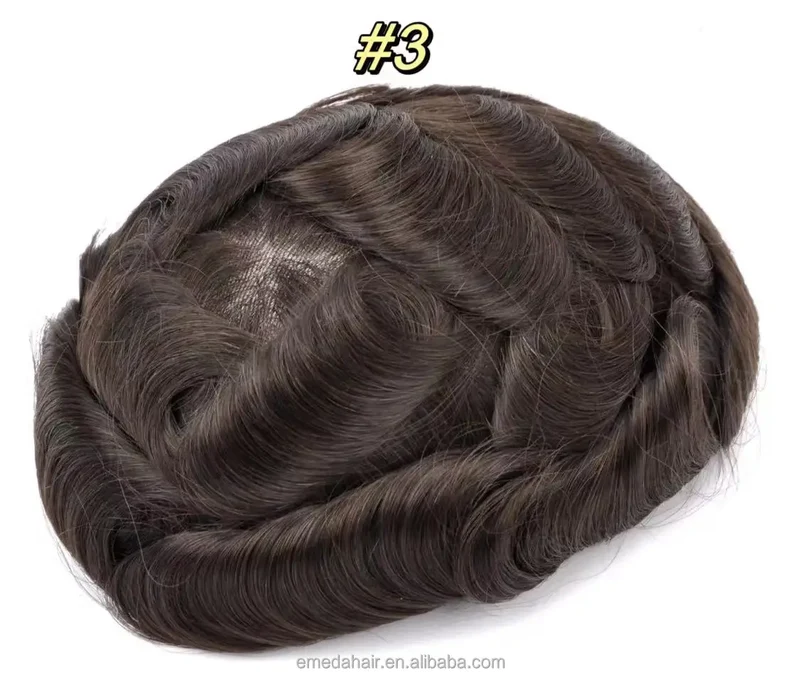 Wholesale Bleached Knot Swiss Full Lace Hair Replacement System Men's Toupee Indian Remy Human Hair Piece for Men Toupees