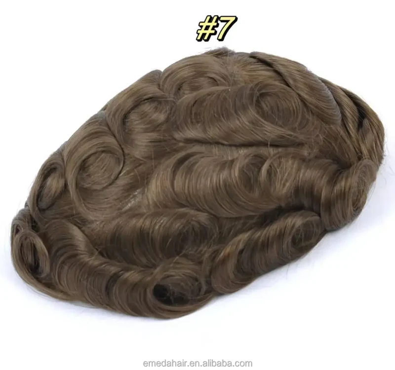 Wholesale Bleached Knot Swiss Full Lace Hair Replacement System Men's Toupee Indian Remy Human Hair Piece for Men Toupees