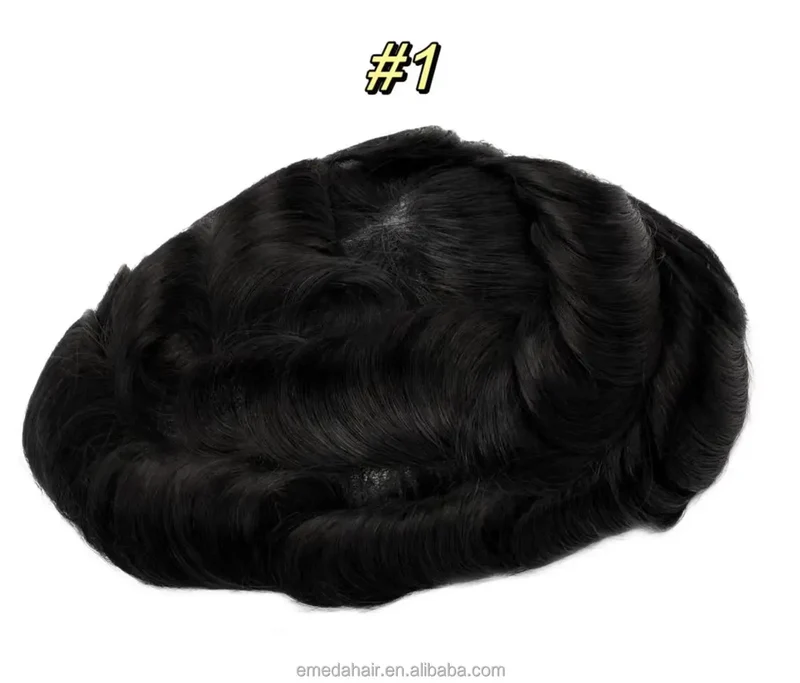 Wholesale Bleached Knot Swiss Full Lace Hair Replacement System Men's Toupee Indian Remy Human Hair Piece for Men Toupees
