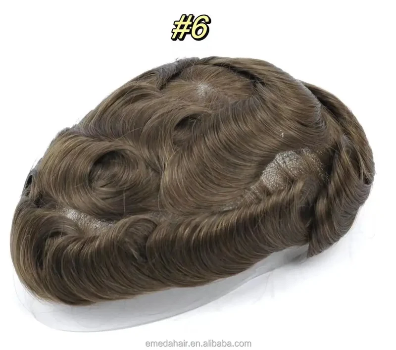 Wholesale Bleached Knot Swiss Full Lace Hair Replacement System Men's Toupee Indian Remy Human Hair Piece for Men Toupees