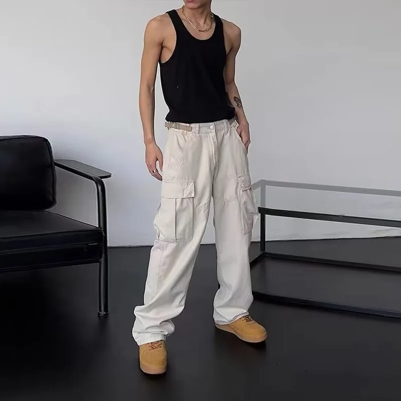 2025 Six Pocket Mens Outdoor Pant Nylon Hip Hop Baggy Pants Straight Beige Tactical Cargo Unisex Cargo Pants Men