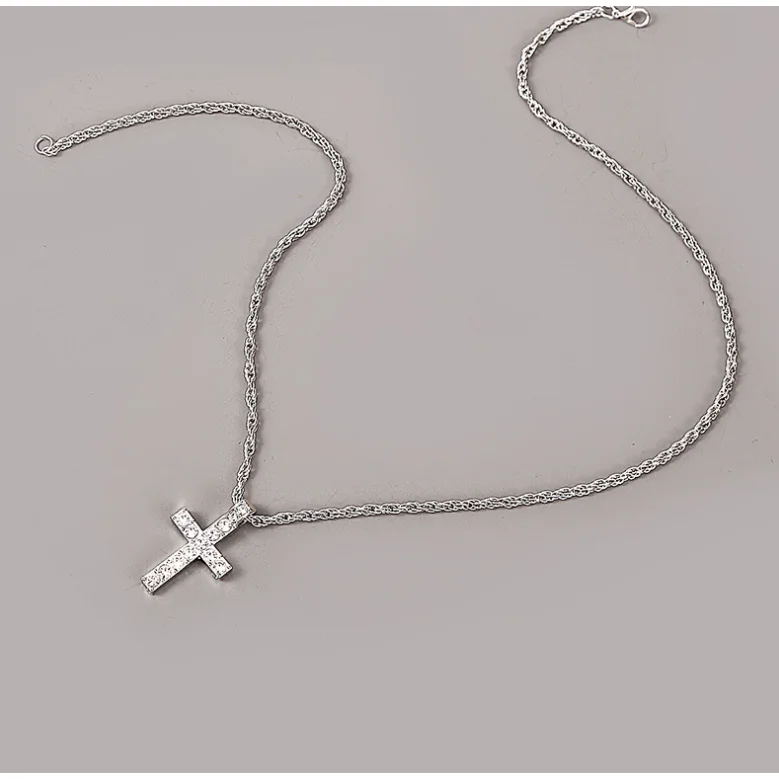 FCJ Punk Hip-hop Cross Pendant Necklace with Titanium Box Chain Geometric Pattern Trendy Style for Women and Men for Gift
