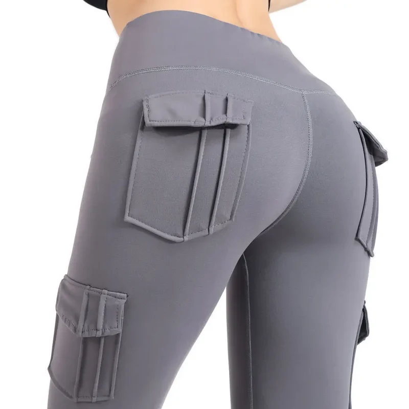 Women Yoga Fitness Pants High Waist Hip Lifting Tight Sports Running Jeggings Tummy Control Seamless Leggings With Pockets S-2XL
