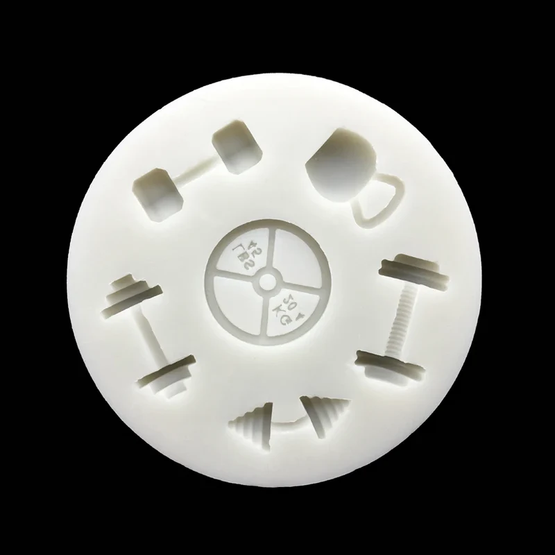 Dumbbell Fitness Equipment Silicone Fondant Cake Mold Sugarcraft Chocolate Cupcake Baking Mold for the Kitchen Decorating Tools