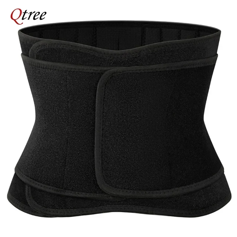 Qtree Men Waist Trainer Weight Loss Belt Slimming Body Shaper Workout Fat Burning Corset Sauna Sweat Wrap Fitness Trimmer Strap