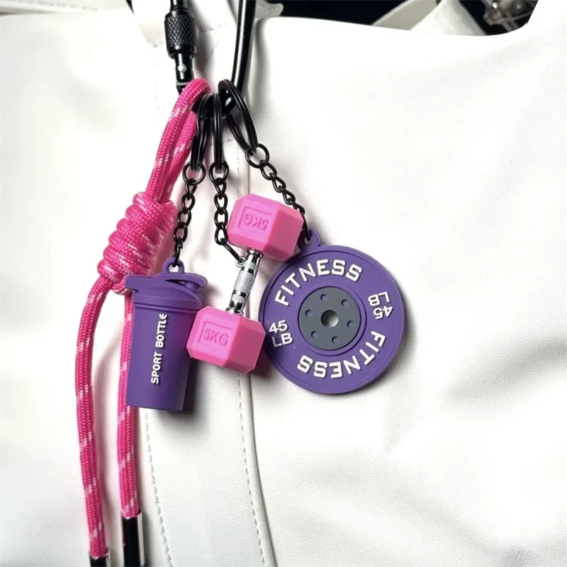 Fitness Keychain Gym Lover Barbell Key chain Weightlifting Keyring Silicone Weight Plate Gym Gifts Workout Gifts Bag Charm Backp