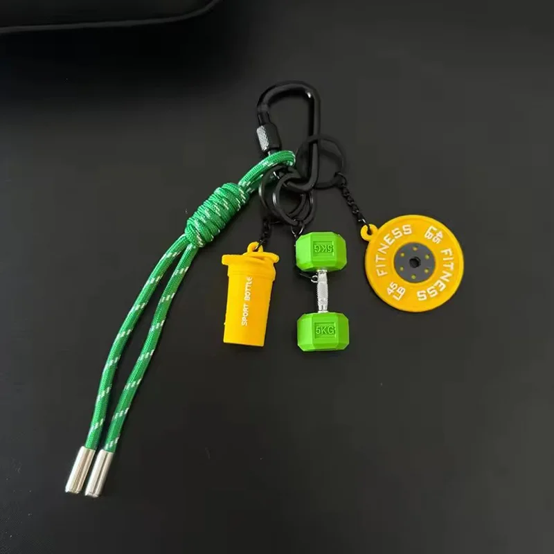 Fitness Keychain Gym Lover Barbell Key chain Weightlifting Keyring Silicone Weight Plate Gym Gifts Workout Gifts Bag Charm Backp