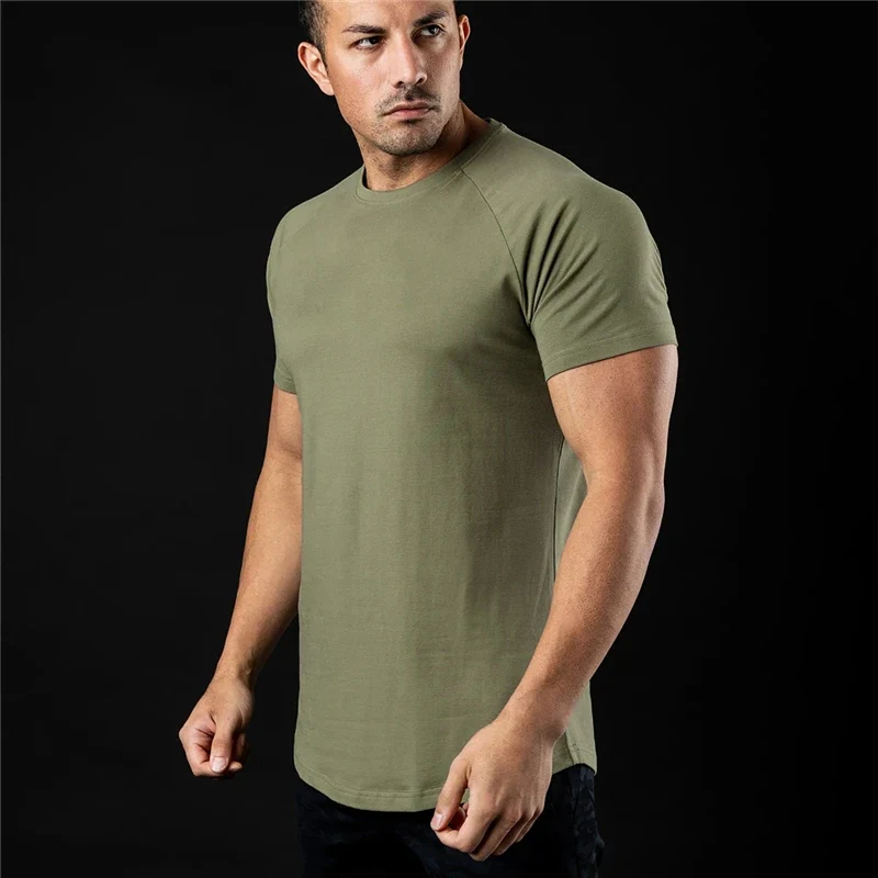 Plain T Shirt Men New Fashion Tee Shirts Summer Cotton Short Sleeve Tshirt Fitness Mens Gym Clothing Casual Sports T Shirts