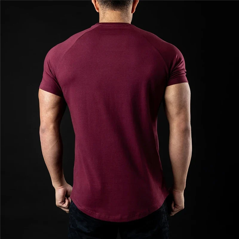 Plain T Shirt Men New Fashion Tee Shirts Summer Cotton Short Sleeve Tshirt Fitness Mens Gym Clothing Casual Sports T Shirts