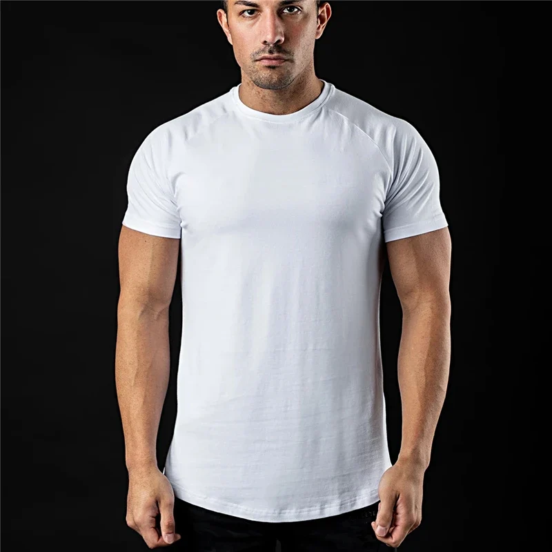 Plain T Shirt Men New Fashion Tee Shirts Summer Cotton Short Sleeve Tshirt Fitness Mens Gym Clothing Casual Sports T Shirts
