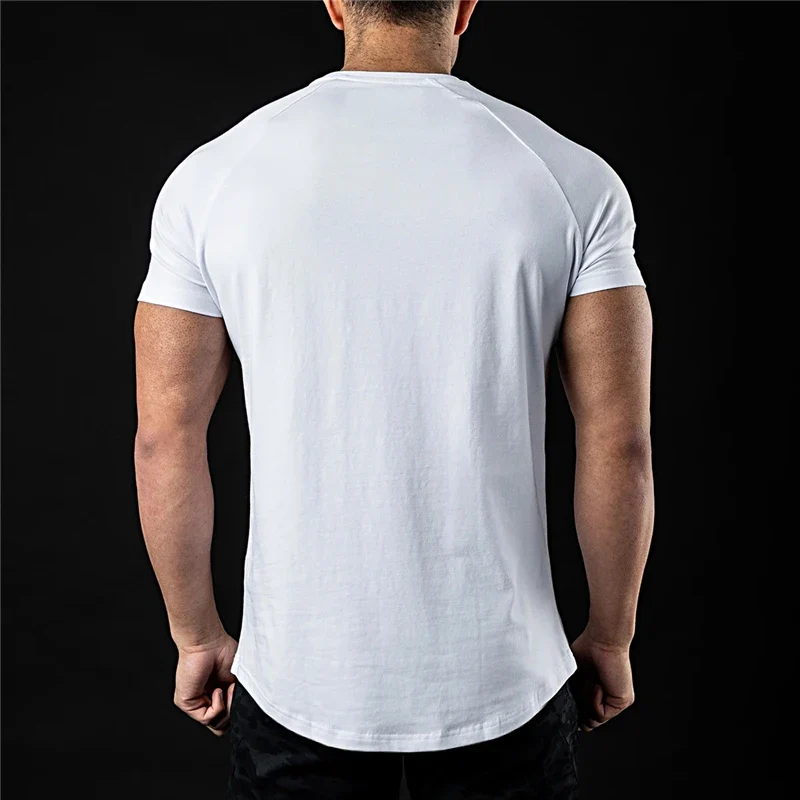 Plain T Shirt Men New Fashion Tee Shirts Summer Cotton Short Sleeve Tshirt Fitness Mens Gym Clothing Casual Sports T Shirts