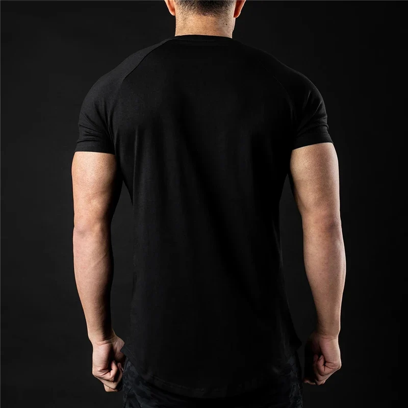 Plain T Shirt Men New Fashion Tee Shirts Summer Cotton Short Sleeve Tshirt Fitness Mens Gym Clothing Casual Sports T Shirts