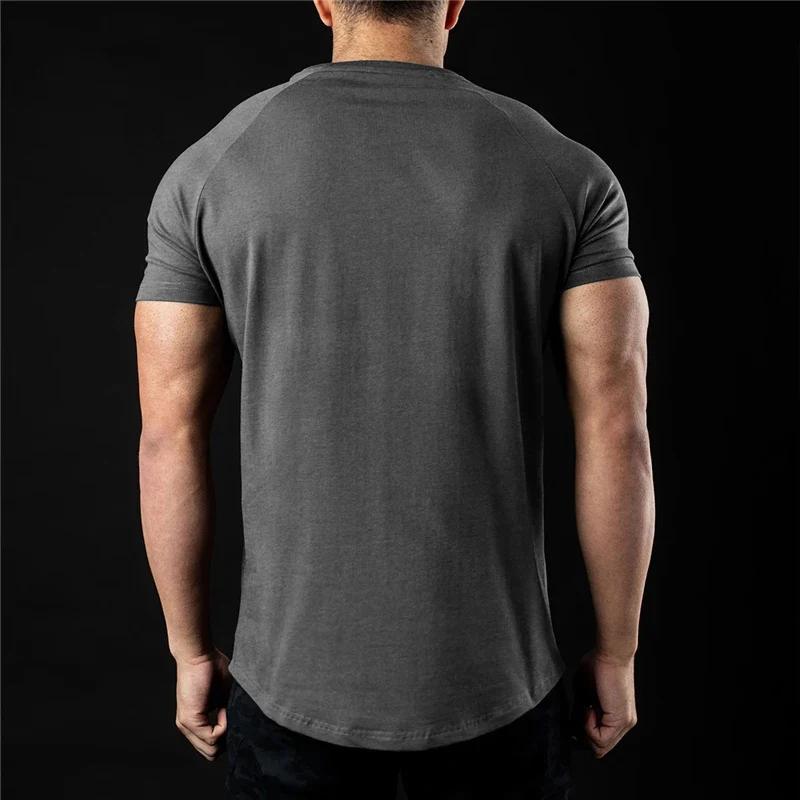 Plain T Shirt Men New Fashion Tee Shirts Summer Cotton Short Sleeve Tshirt Fitness Mens Gym Clothing Casual Sports T Shirts