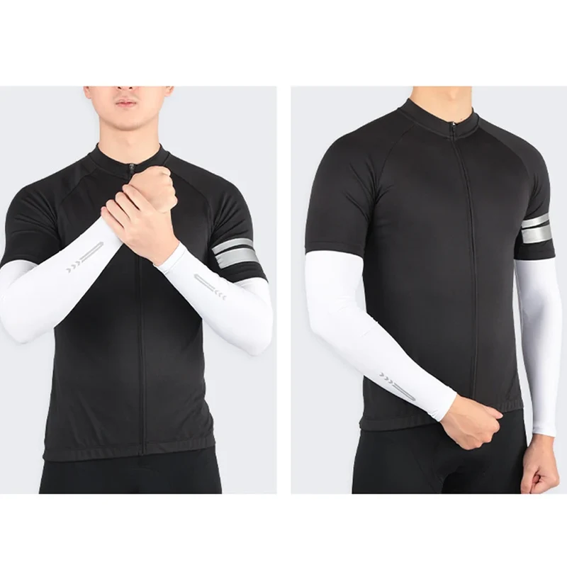 1Pair Ice Fabric Breathable UV Protection Running Cooling UPF 50 Arm Sleeves Fitness Basketball Elbow Pad Sport Cycling Outdoor