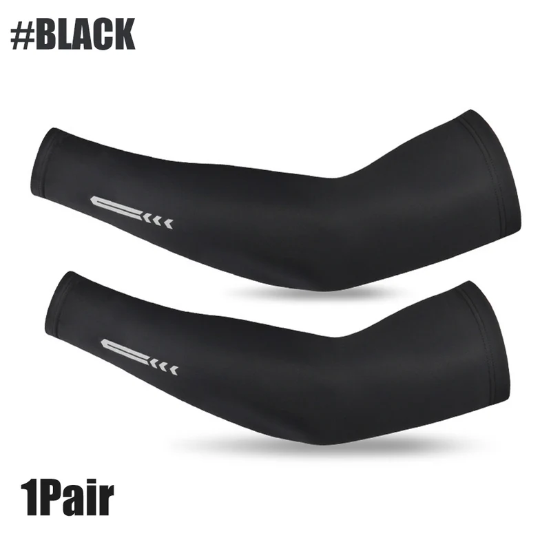 1Pair Ice Fabric Breathable UV Protection Running Cooling UPF 50 Arm Sleeves Fitness Basketball Elbow Pad Sport Cycling Outdoor