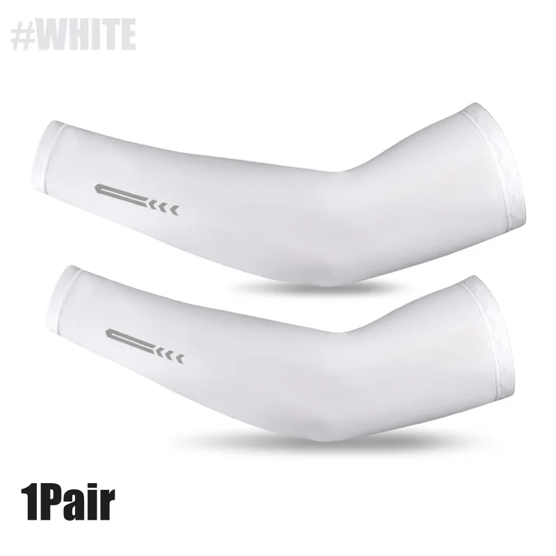 1Pair Ice Fabric Breathable UV Protection Running Cooling UPF 50 Arm Sleeves Fitness Basketball Elbow Pad Sport Cycling Outdoor