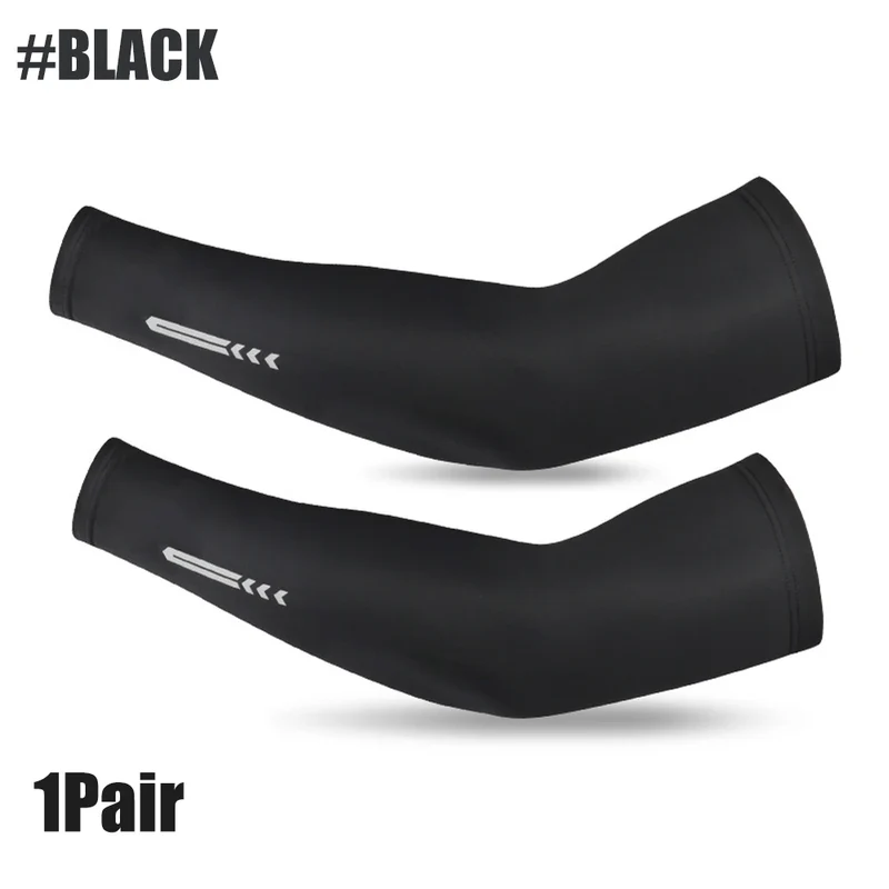 1Pair Ice Fabric Breathable UV Protection Running Cooling UPF 50 Arm Sleeves Fitness Basketball Elbow Pad Sport Cycling Outdoor