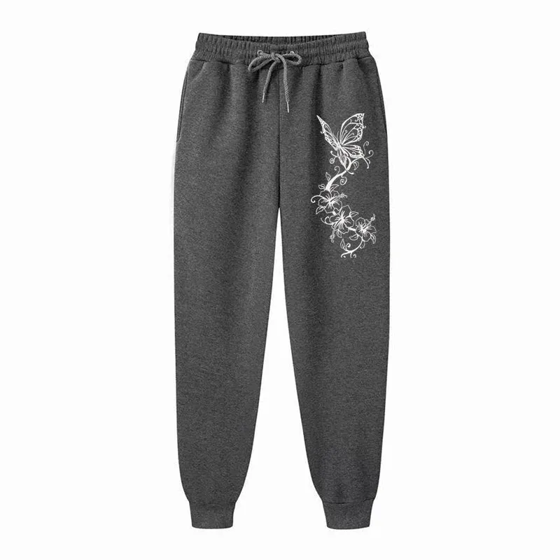 Fashion Floral & Butterfly Print Sports Pants Women's High Quality Pants Jogging Pants Women's Leisure Fitness Jogging Pants