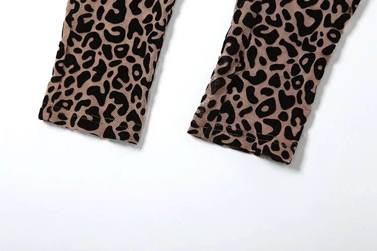 Nibber See Through Sexy Leopard Mesh Jumpsuit Women Sexy Hipster Zip Stretch Midnight Workout Autumn Fitness Street Overalls