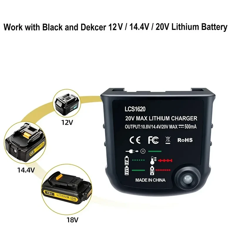 Lithium Battery Charger For Black&Decker 10.8V 14.4V 18V 20V Serise LBXR20 Electric Drill Screwdriver Battery Charging Tool