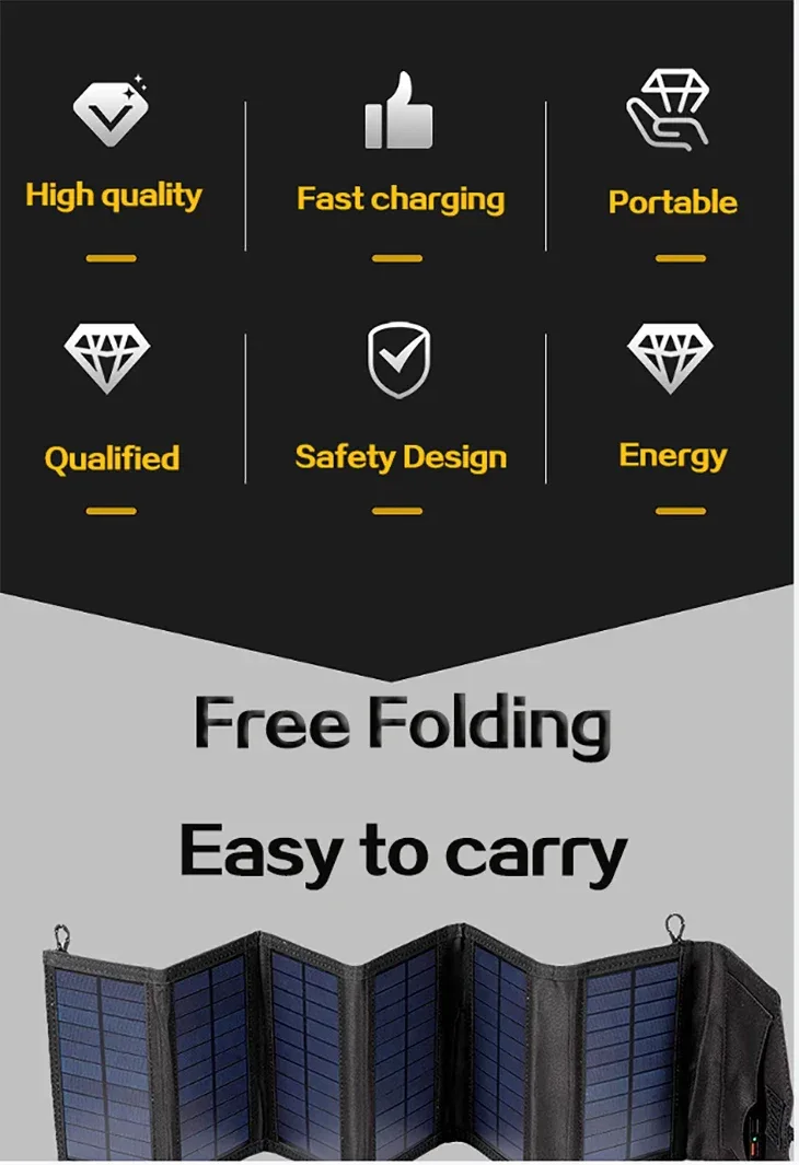 6-fold 800W Foldable solar panel 20w/h portable solar panels charger USB 5V DC Full time power solar panel mobile power supply