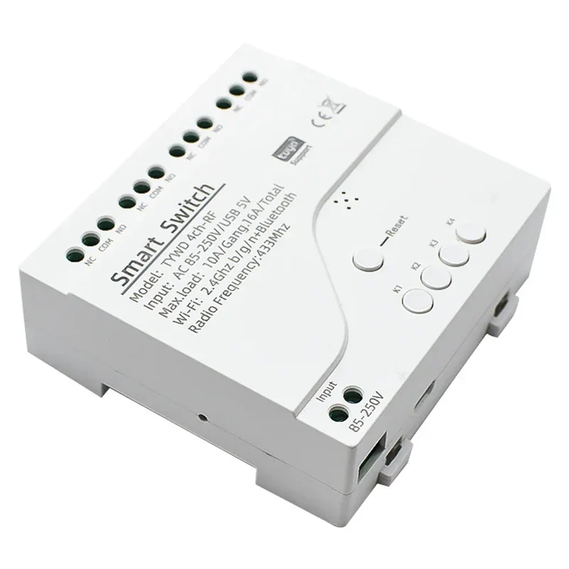 Tuya Smart Home 4CH Relay Module AC/DC 7-32V AC 220V 10A Wifi Switch 4 Channels RF433 Receiver Work With Vioce Alexa Google Home
