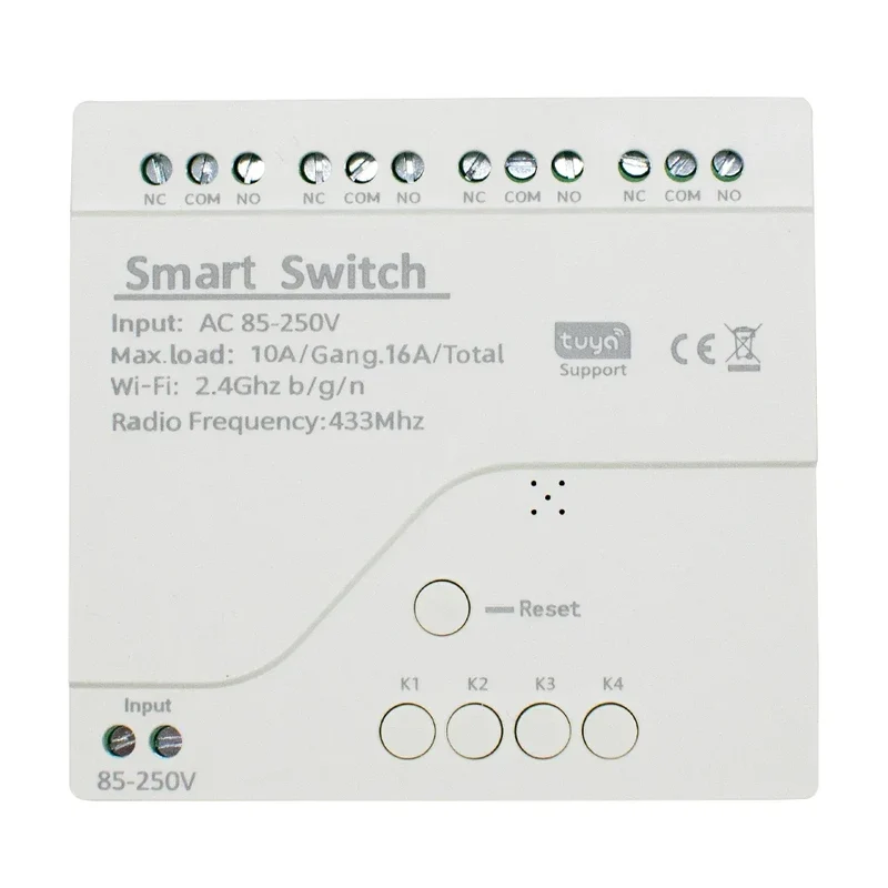 Tuya Smart Home 4CH Relay Module AC/DC 7-32V AC 220V 10A Wifi Switch 4 Channels RF433 Receiver Work With Vioce Alexa Google Home