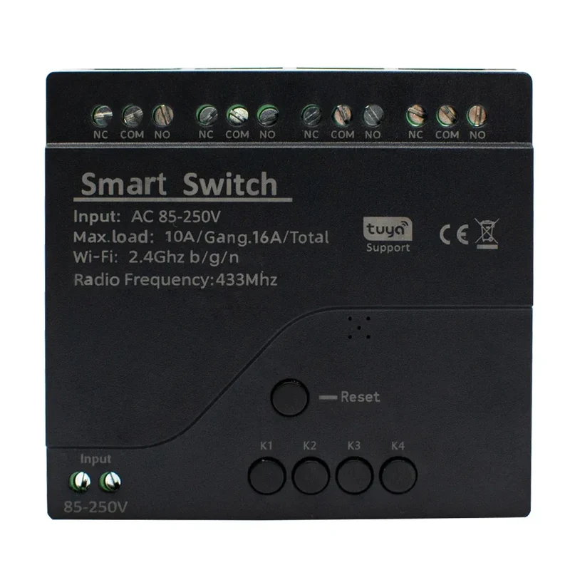 Tuya Smart Home 4CH Relay Module AC/DC 7-32V AC 220V 10A Wifi Switch 4 Channels RF433 Receiver Work With Vioce Alexa Google Home