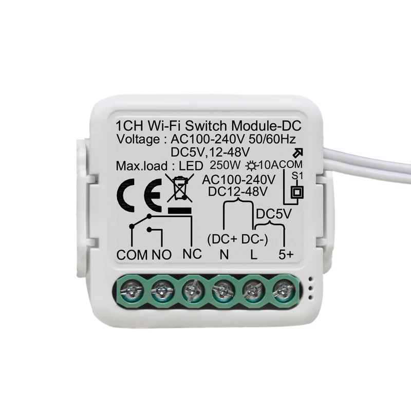 Tuya Smart Dry Contact Switch Module DC5V/12-48V AC110-240V DIY Breaker Relay Compatible with Alexa Google Home