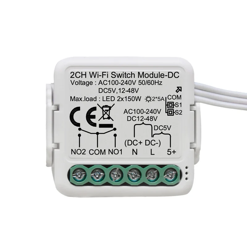 Tuya Smart Dry Contact Switch Module DC5V/12-48V AC110-240V DIY Breaker Relay Compatible with Alexa Google Home