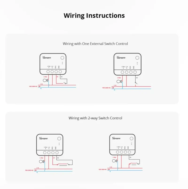 SONOFF ZBMINI L2 Extreme ZigBee Smart Switch No Neutral Wire Required 1-Gang 2-Way Control Switch Alexa Voice Work with ZBBridge