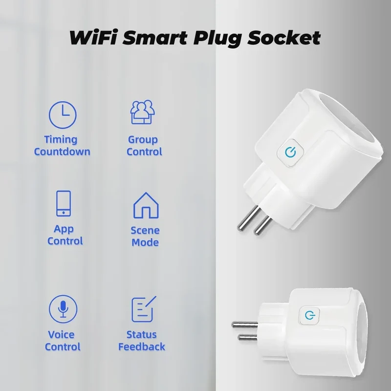 EU 16A/20A Smart Plug WiFi Socket With Power Monitor Timing Function Tuya Smart Life APP Control Works With Alexa Google Home