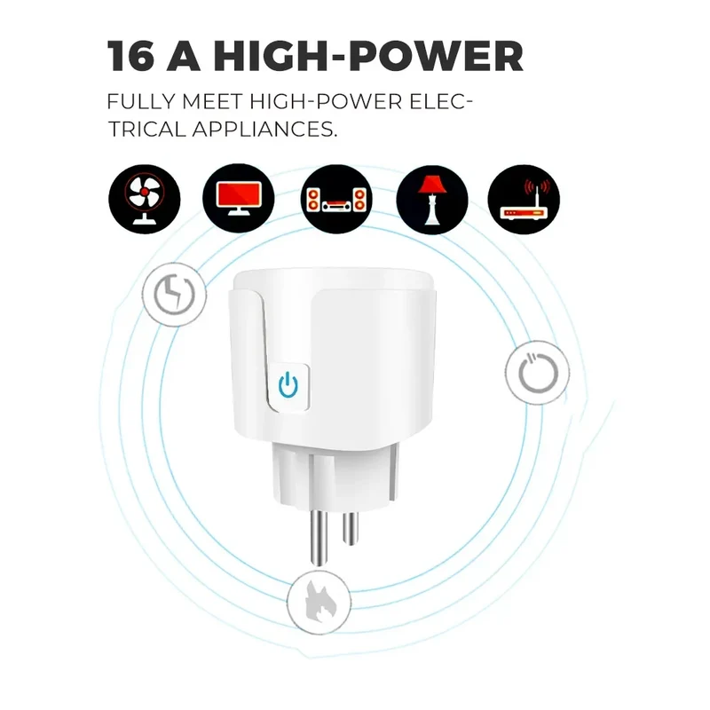 EU 16A/20A Smart Plug WiFi Socket With Power Monitor Timing Function Tuya Smart Life APP Control Works With Alexa Google Home