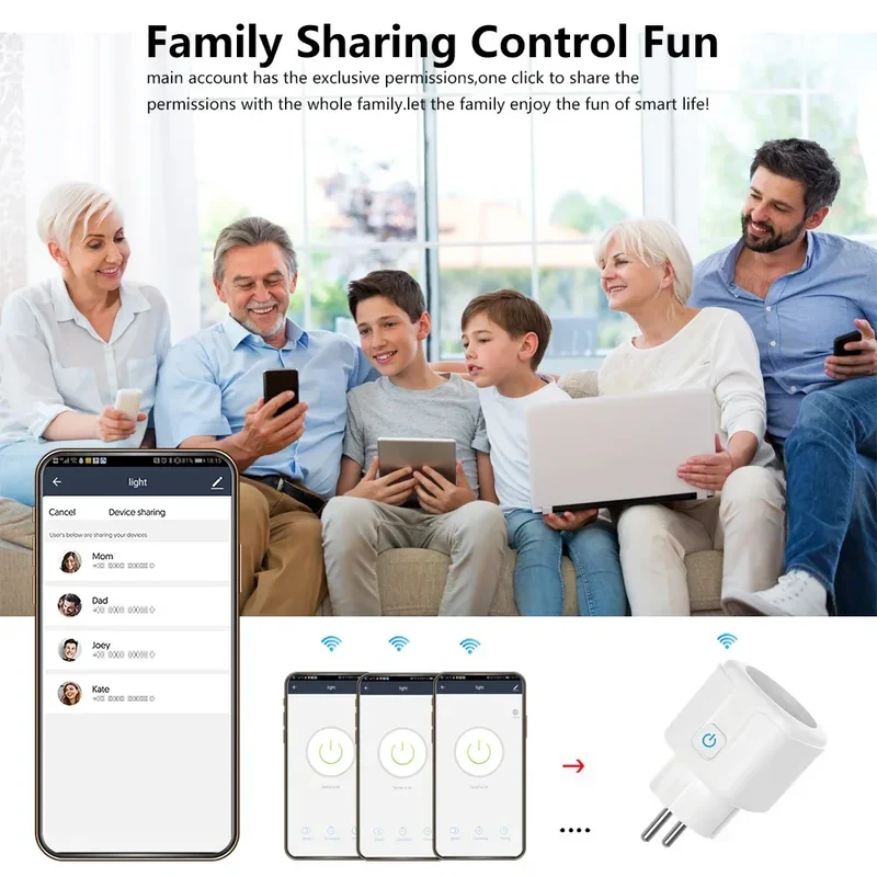 EU 16A/20A Smart Plug WiFi Socket With Power Monitor Timing Function Tuya Smart Life APP Control Works With Alexa Google Home