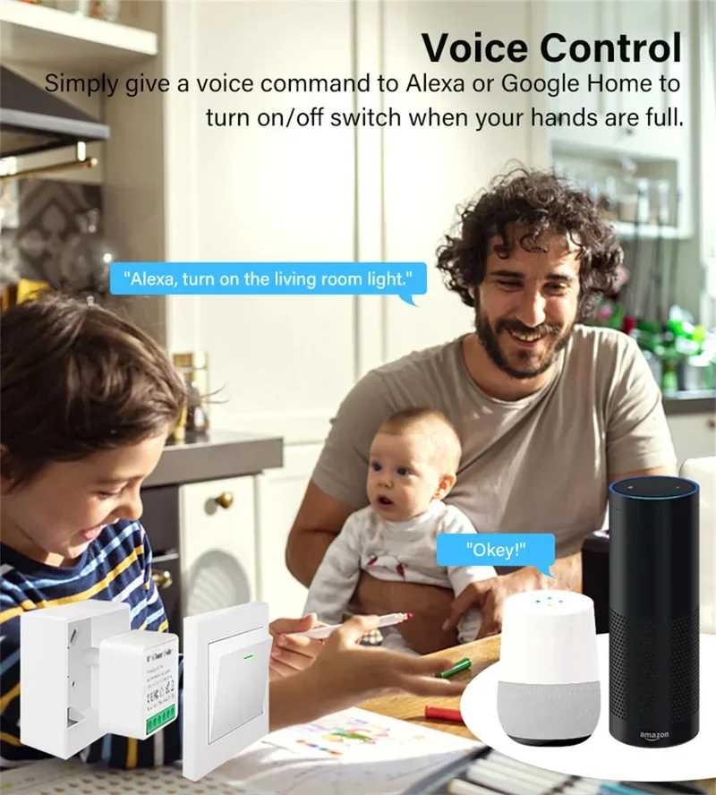 Zigbee/Wifi 1/2/3/4CH MINI Smart Switch Two-Way Control Wireless Light Switch Smart Home Automation Via Alexa Google SmartLife