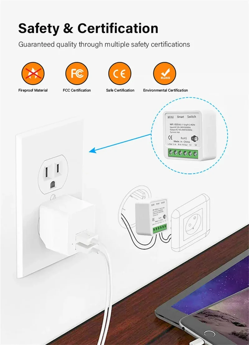 Zigbee/Wifi 1/2/3/4CH MINI Smart Switch Two-Way Control Wireless Light Switch Smart Home Automation Via Alexa Google SmartLife