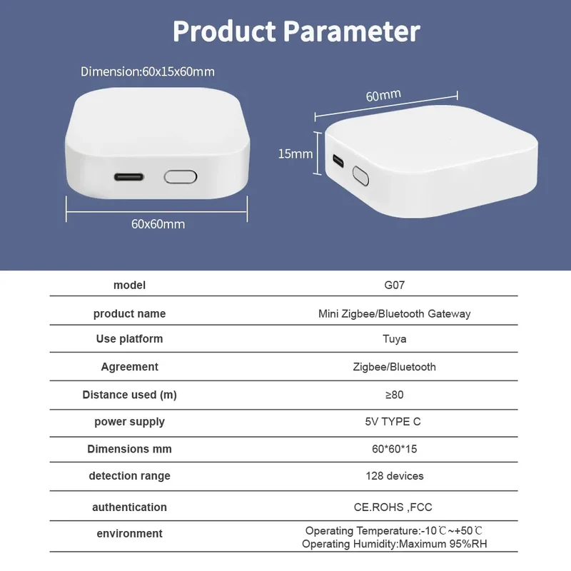 Tuya Zigbee/Bluetooth Gateway Smart Wireless Hub Gateway Connect 128(max)zigbee devices for Smart Life APP Alexa Home SmartLife