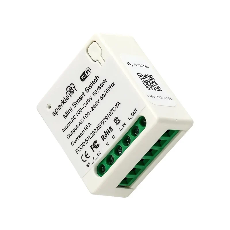 Matter 16A WiFi mini Smart Switch Pass-through Disconnect Dual Control Outletorks Remote Control Timer Work with HomeKit Alexa