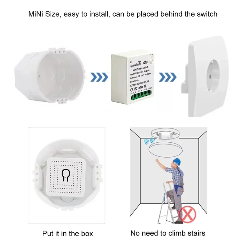 Matter 16A WiFi mini Smart Switch Pass-through Disconnect Dual Control Outletorks Remote Control Timer Work with HomeKit Alexa