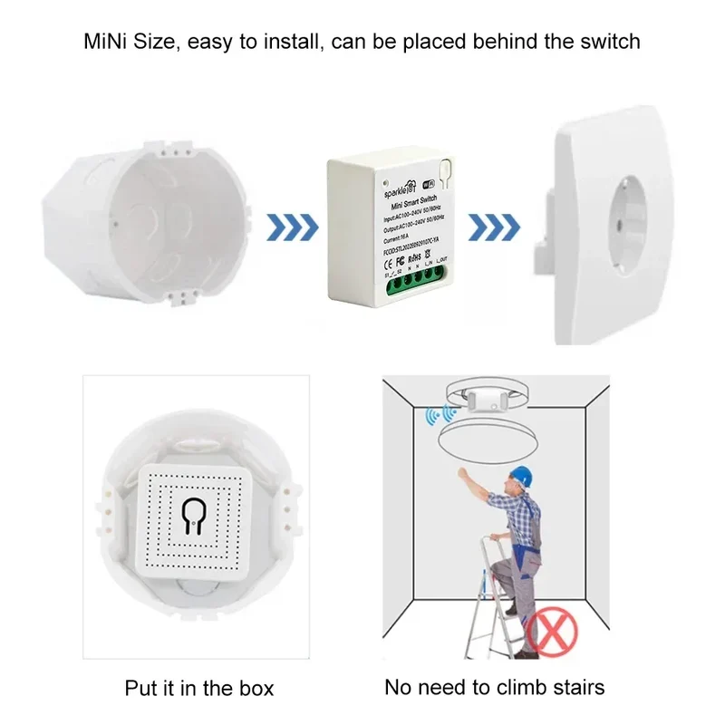 Matter 16A WiFi mini Smart Switch Pass-through Disconnect Dual Control Outletorks Remote Control Timer Work with HomeKit Alexa