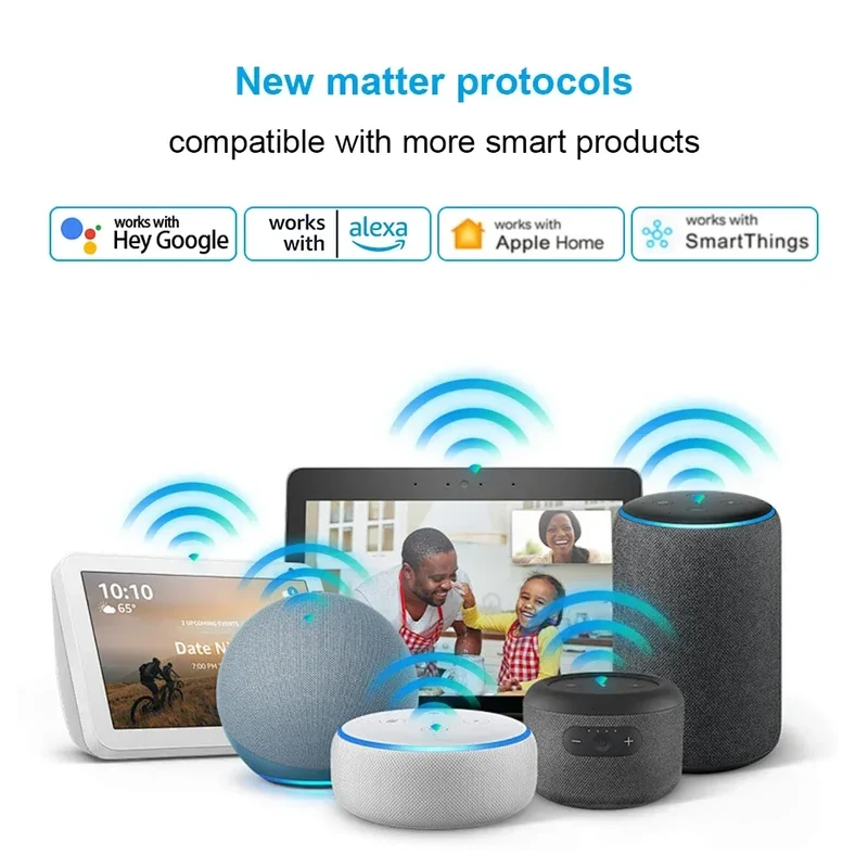 Matter 16A WiFi mini Smart Switch Pass-through Disconnect Dual Control Outletorks Remote Control Timer Work with HomeKit Alexa