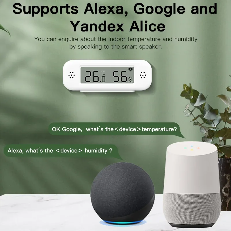Tuya WiFi Zigbee 3.0 Temperature Humidity Sensor Hygrometer Thermometer App Remote Monitor Work With Yandex Alexa SmartLife