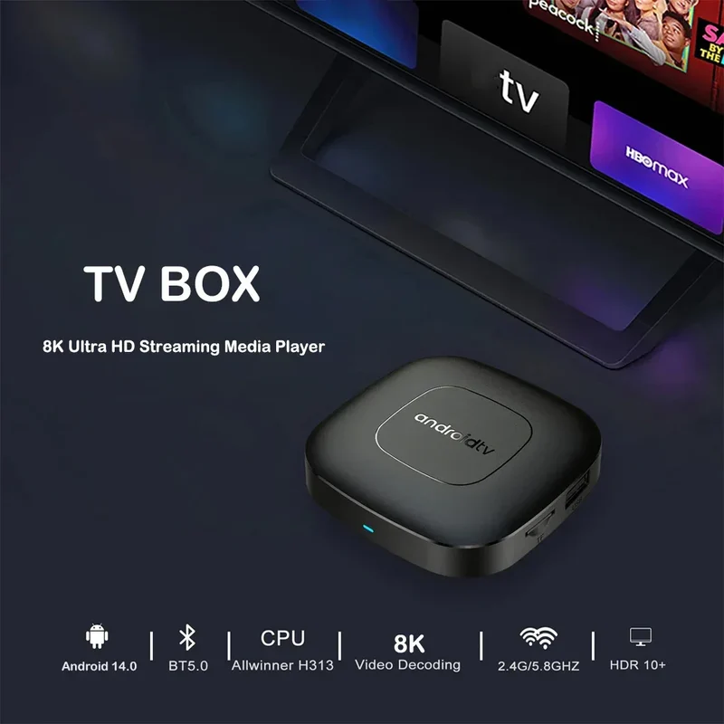 Smart TV Box 8GB 128GB Android 14 ATV Allwinner H313 Google Assistant 8K Video 4k HDR10 Media Player T1 Very Fast Set Top Box