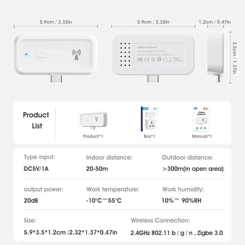 Tuya ZigBee 3.0 Repeater Wireless Amplifier USB Signal Extender Smart Home Device Expand Smart Life APP works with Gateway