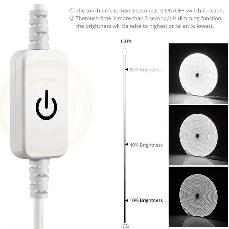 Neon LED Light Strip Smart Touch Sensor Switch Dimmable Neon Sign Flexible Led Ribbon Waterproof Rope Tube Lamp Backlight Decor