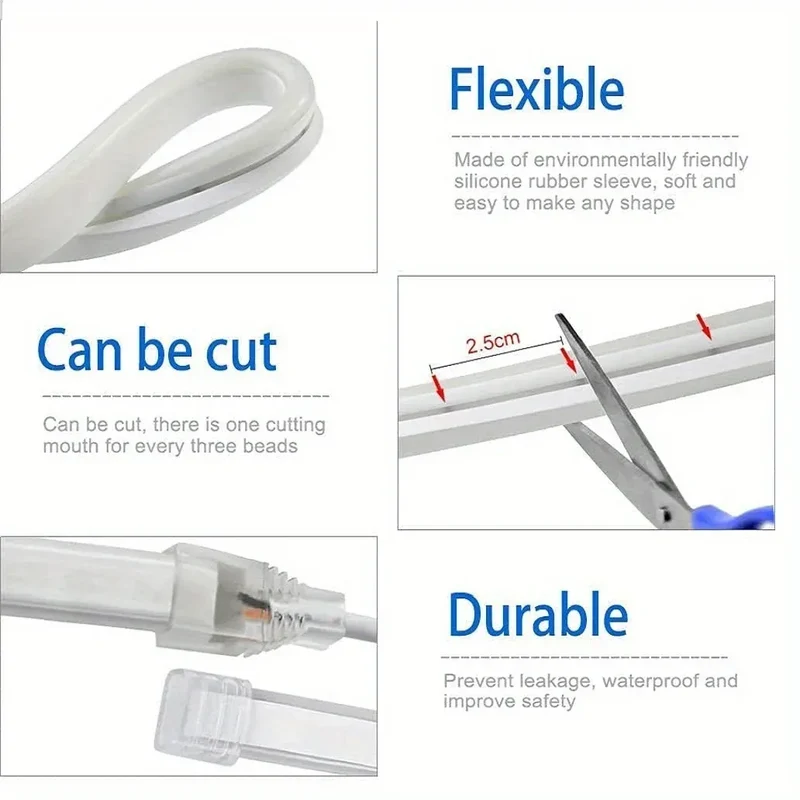 Neon LED Light Strip Smart Touch Sensor Switch Dimmable Neon Sign Flexible Led Ribbon Waterproof Rope Tube Lamp Backlight Decor